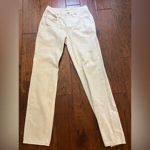 Beige Straight-Leg High Rise Jeans